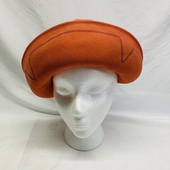 Vintage 50s 60s Felt Hat Womens Touriste Made In Switzerland Handmade Orange - Picture 2 of 14
